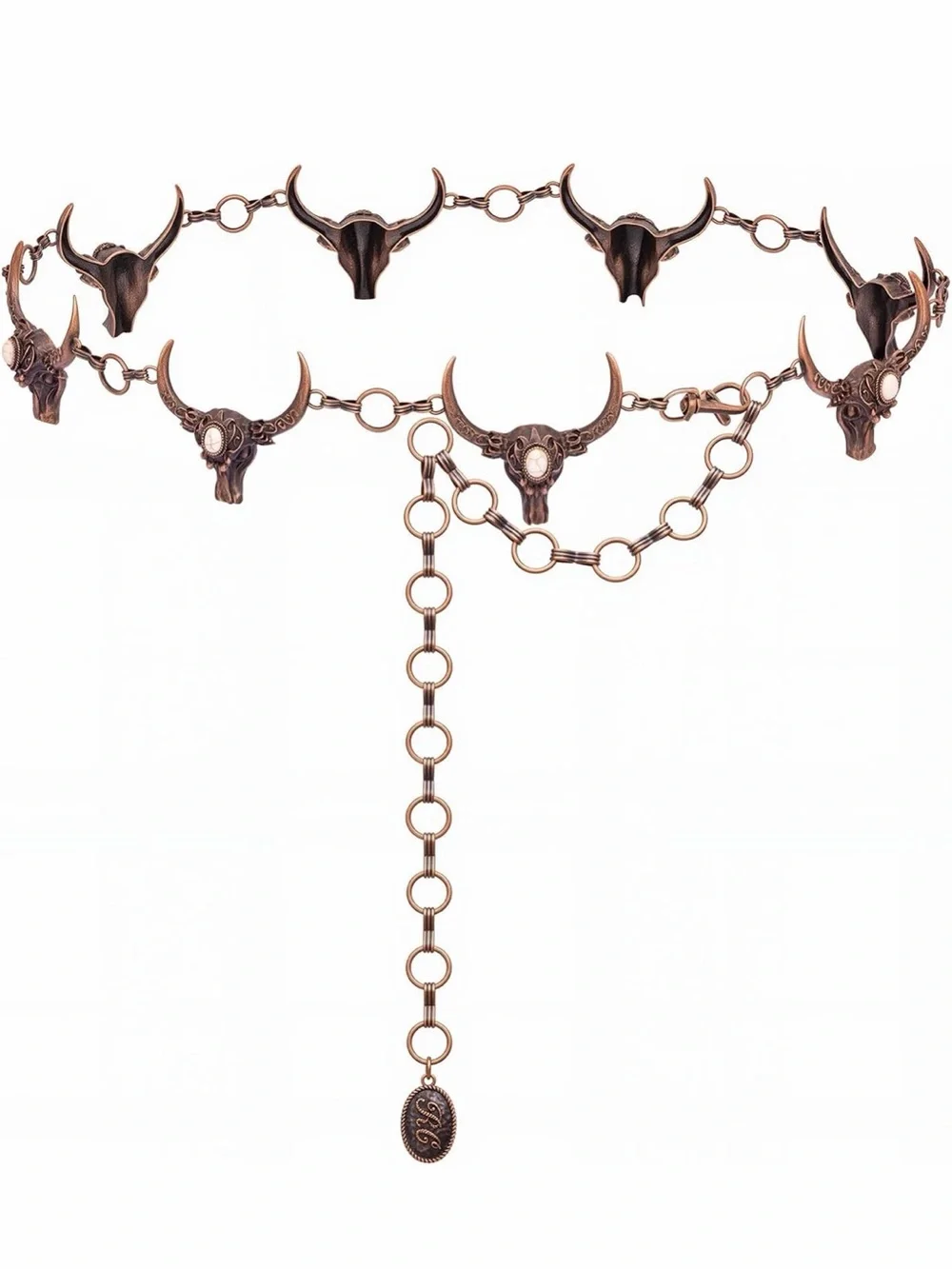 Montana West Antiqued Bronze Longhorn Chain Belt
